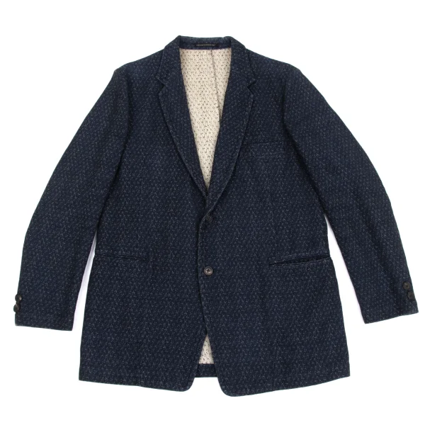 Yohji Yamamoto POUR HOMME Cotton Jacquard Jacket Navy 2 K-171769_001