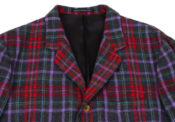 Yohji Yamamoto POUR HOMME Wool Hem Tuck Checker Jacket K-171770_002