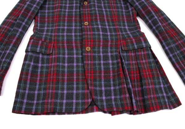Yohji Yamamoto POUR HOMME Wool Hem Tuck Checker Jacket K-171770_008