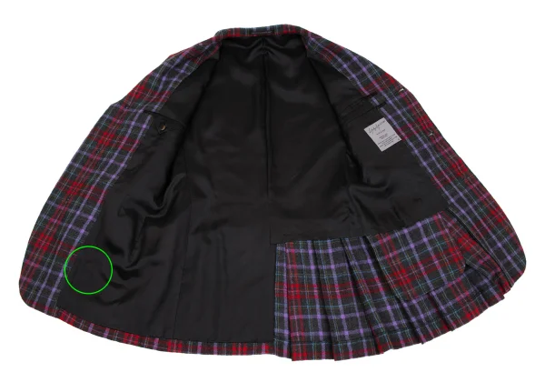 Yohji Yamamoto POUR HOMME Wool Hem Tuck Checker Jacket K-171770_010