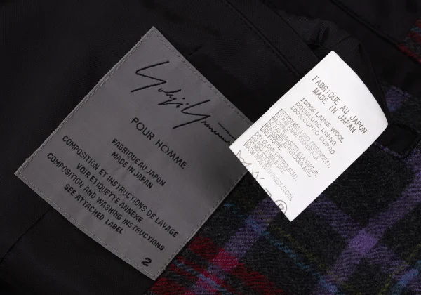 Yohji Yamamoto POUR HOMME Wool Hem Tuck Checker Jacket K-171770_017