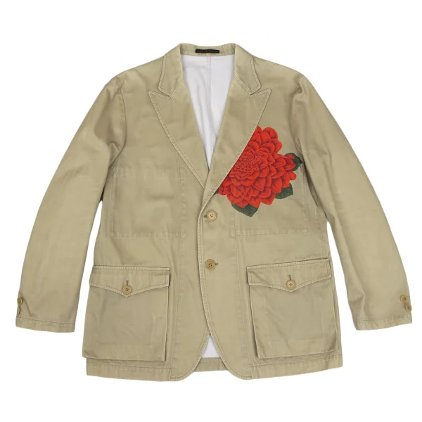 Y's for men Dahlia Flower Printed Jacket Beige 4 K-171771_001