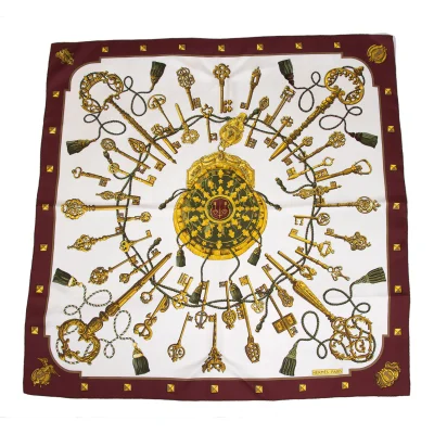 HERMES LES CLES 90 Key Printed Scarf
