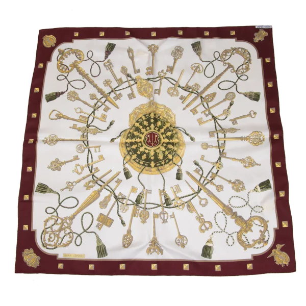 HERMES LES CLES 90 Key Printed Scarf K-171772_010