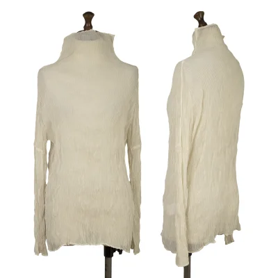 ISSEY MIYAKE Pleated Sheer High-neck Top