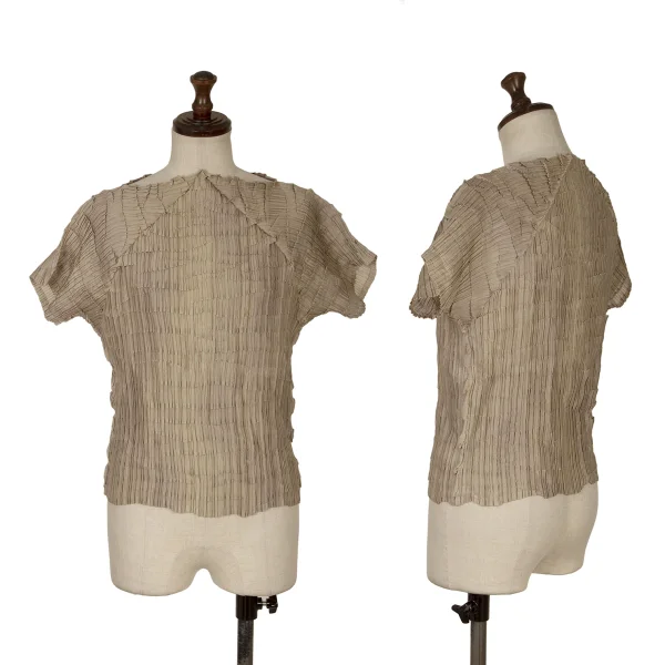 ISSEY MIYAKE Pleated T-shirt Beige M K-171792_001