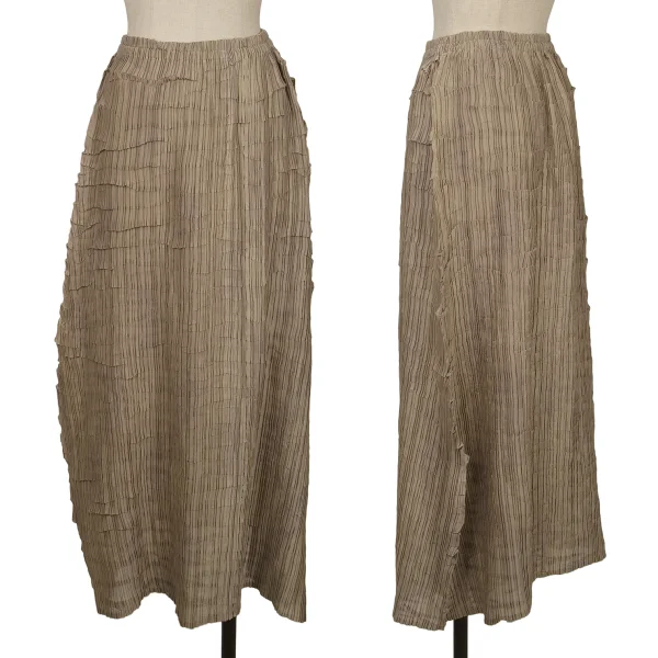 ISSEY MIYAKE Long Pleated Skirt Beige M K-171793_001