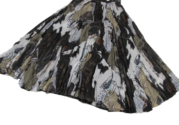 ISSEY MIYAKE Graphic Print Pleated Skirt K-171798_007