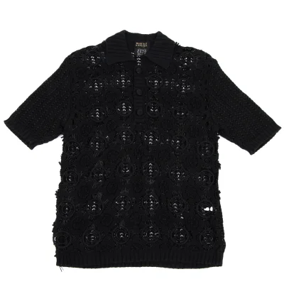 YOSHIYUKI KONISHI Cotton Nylon Crochet Knit Shirt