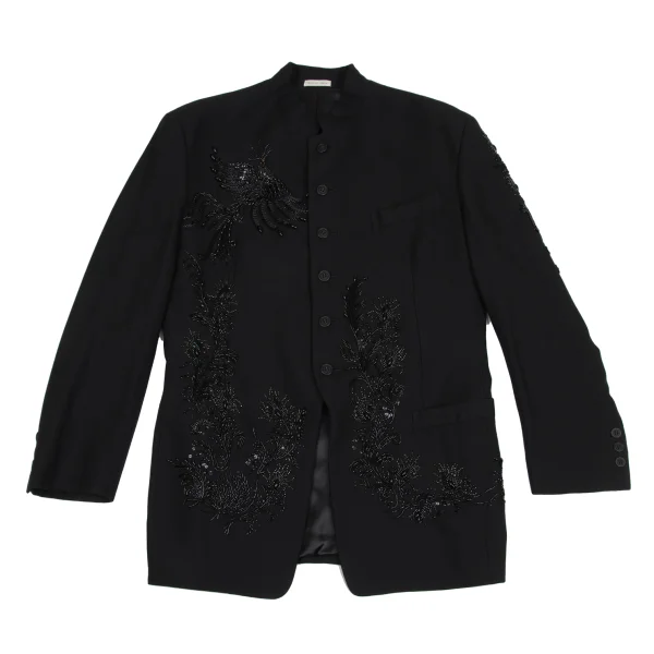 YOSHIYUKI KONISHI Wool Blend Bijou Stand Collar Jacket Black M K-171803_001
