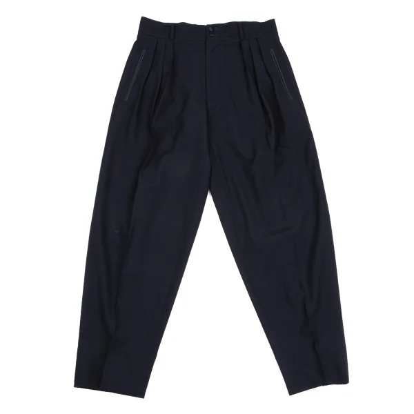 CLAUDE MONTANA Tuck Wool Tapered Pants Navy 46 K-171806_001