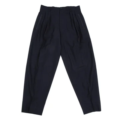 CLAUDE MONTANA Tuck Wool Tapered Pants