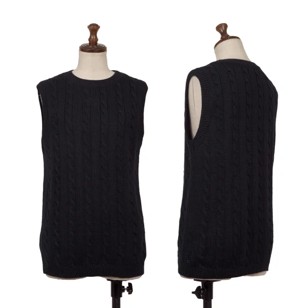 45rpm 45R Wool Sleeveless Cable Knit Top Navy 3 K-171809_001