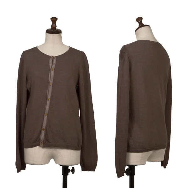 45rpm 45R Silk Piping Cotton Knit Cardigan Brown 2 K-171814_001