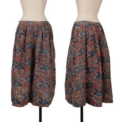 45rpm 45R Indigo Dyed Khadi Silk Printed Skirt