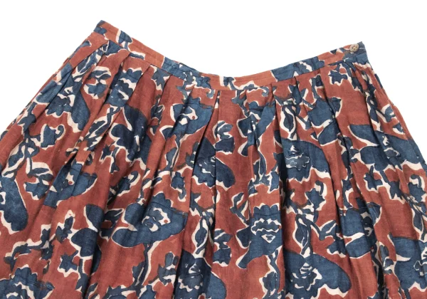 45rpm 45R Indigo Dyed Khadi Silk Printed Skirt K-171823_003