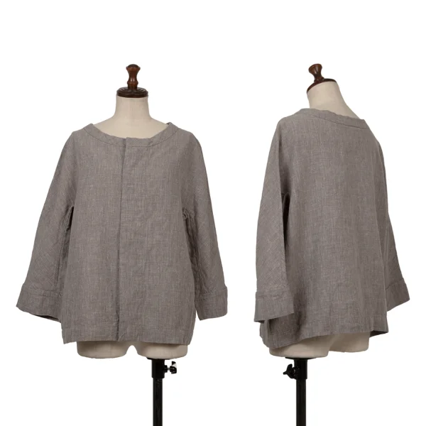 45rpm 45R Linen Collarless Jacket Grey 2 K-171831_001