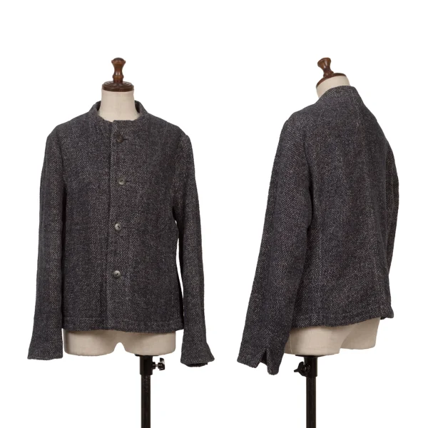 45rpm 45R Cotton Blend Collarless Jacket Navy 3 K-171832_001
