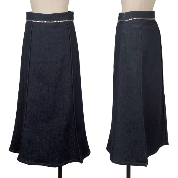 CHLOE Waist Studs Design Denim Skirt  Indigo 34 K-171844_001