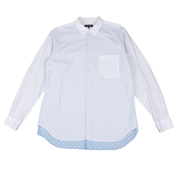 COMME des GARCONS HOMME PLUS Front Dot Layered Cotton Shirt White,Sky blue M K-171846_001