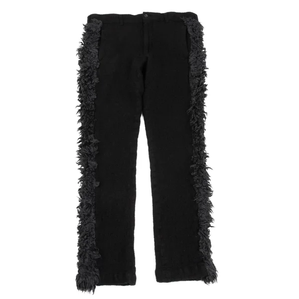 COMME des GARCONS HOMME PLUS Side Fur Design Fulling Wool Pants Black M K-171851_001
