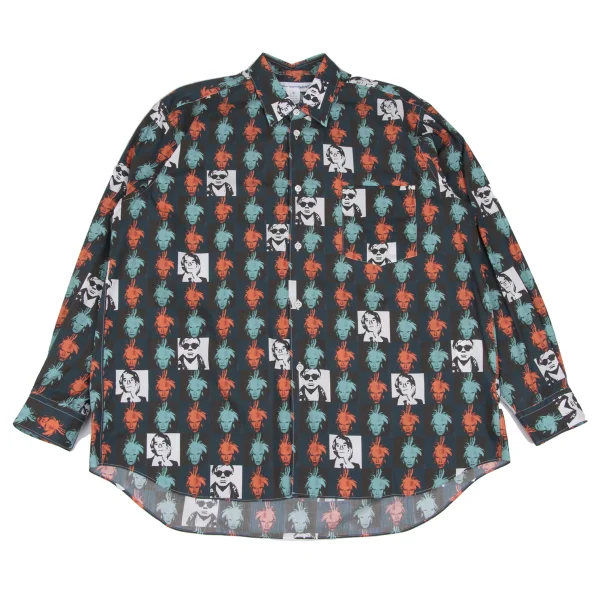 COMME des GARCONS SHIRT Andy Warhol Face Print Shirt Green,Orange S K-171859_001