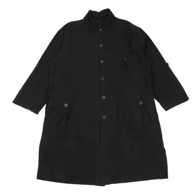 Yohji Yamamoto POUR HOMME Cotton Stand-Collar Long Shirt