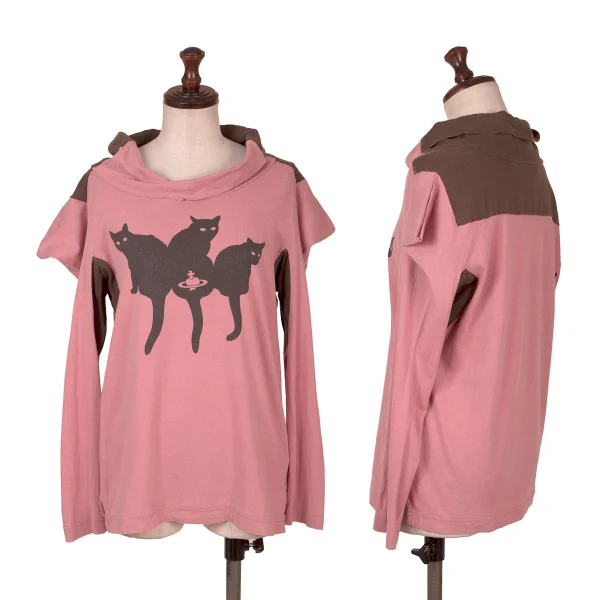 Vivienne Westwood Red Label Cat Print Long Sleeve T Shirt Pink,Brown 3 K-171867_001