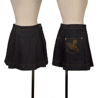 Vivienne Westwood Back Orb Embroidery Tuck Denim Shorts