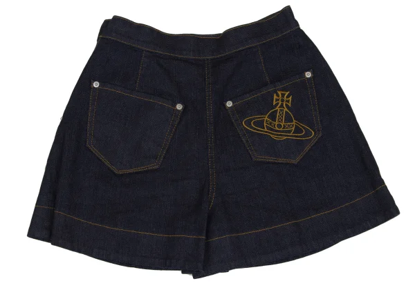 Vivienne Westwood Back Orb Embroidery Tuck Denim Shorts K-171868_012