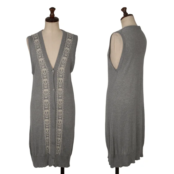 HYSTERIC GLAMOUR Skull Stitch Sleeveless Long Vest Grey Free K-171870_001