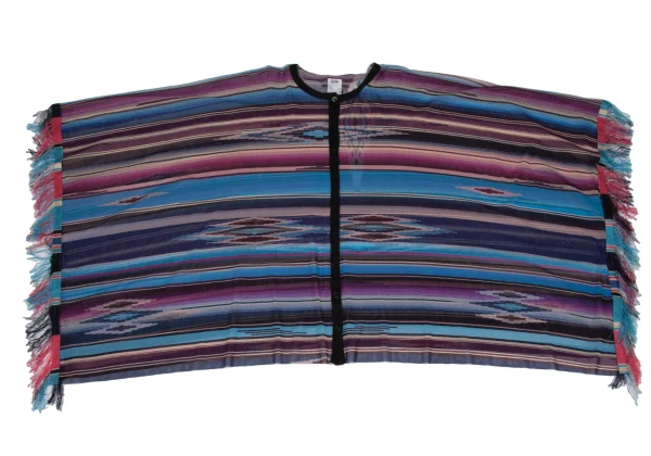Jean Paul GAULTIER FEMME Native Stripe Pattern Fringe Mesh Poncho K-171874_002