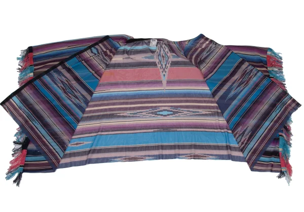 Jean Paul GAULTIER FEMME Native Stripe Pattern Fringe Mesh Poncho K-171874_010