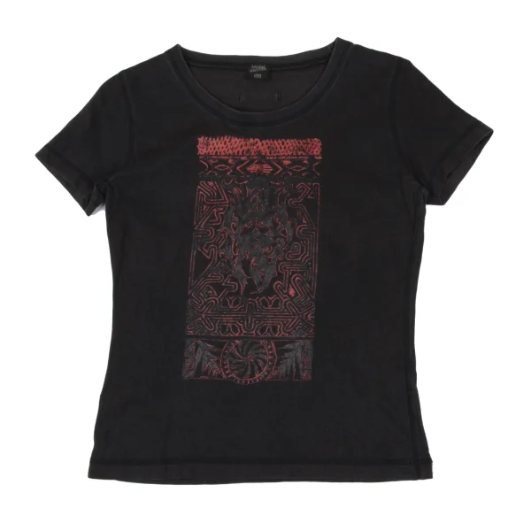 Jean Paul GAULTIER FEMME Tribal Print T Shirt Black,Red 40 K-171875_001