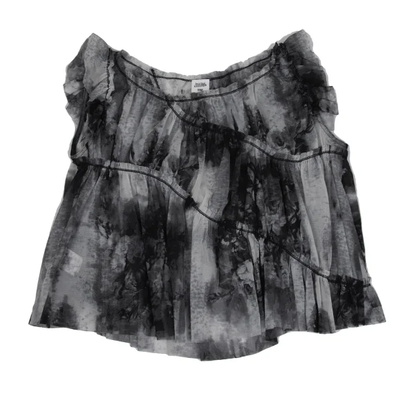 Jean Paul GAULTIER FEMME Floral Print Frill Mesh Sleeveless Blouse K-171876_002