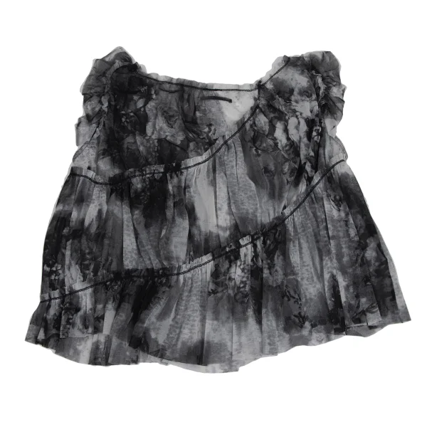 Jean Paul GAULTIER FEMME Floral Print Frill Mesh Sleeveless Blouse K-171876_009