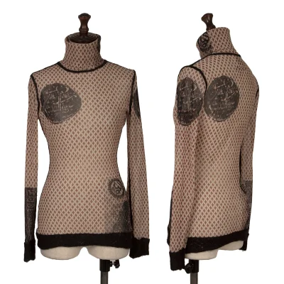 Jean Paul GAULTIER FEMME Patterned Turtleneck Mesh T Shirt