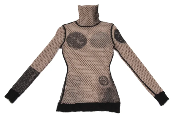 Jean Paul GAULTIER FEMME Patterned Turtleneck Mesh T Shirt K-171877_002