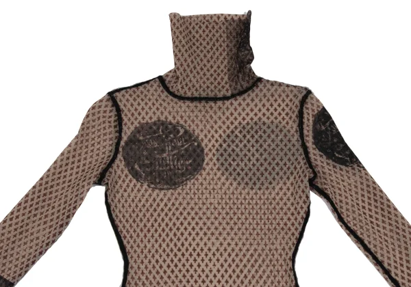 Jean Paul GAULTIER FEMME Patterned Turtleneck Mesh T Shirt K-171877_003
