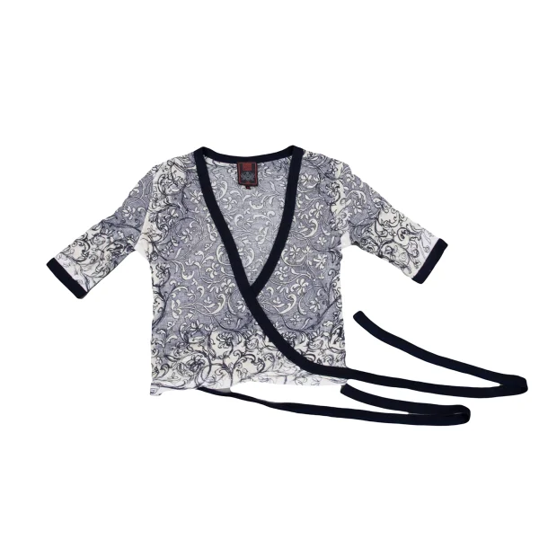 Jean Paul GAULTIER FEMME Botanical Print Drawstring Short-sleeved Cardigan K-171880_002