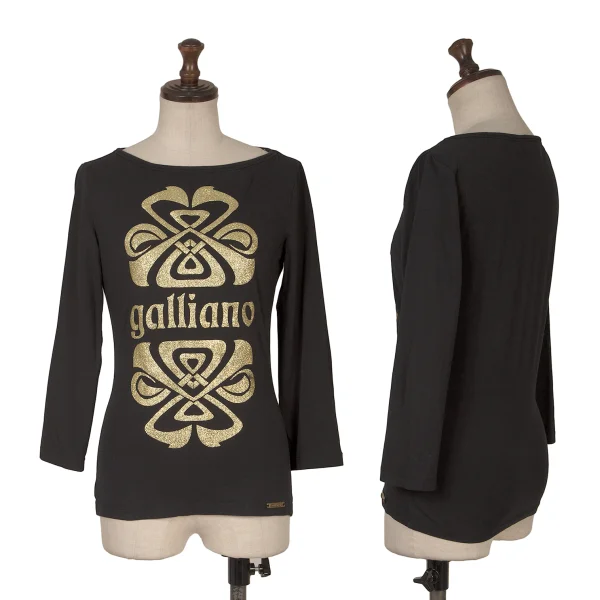 John Galliano Glitter Print 3/4 sleeve Cardigan Black,Gold XS K-171883_001