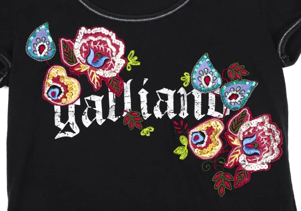 John Galliano Rose Patch Sequin Short-Sleeve T-Shirt K-171884_005