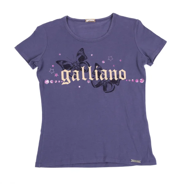 John Galliano Butterfly Printed T-shirt Purple S-M K-171885_001