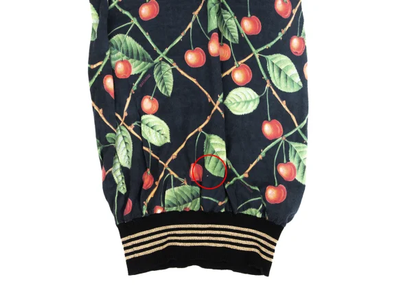 John Galliano Cherry Printed V-neck Knit Dress K-171887_006
