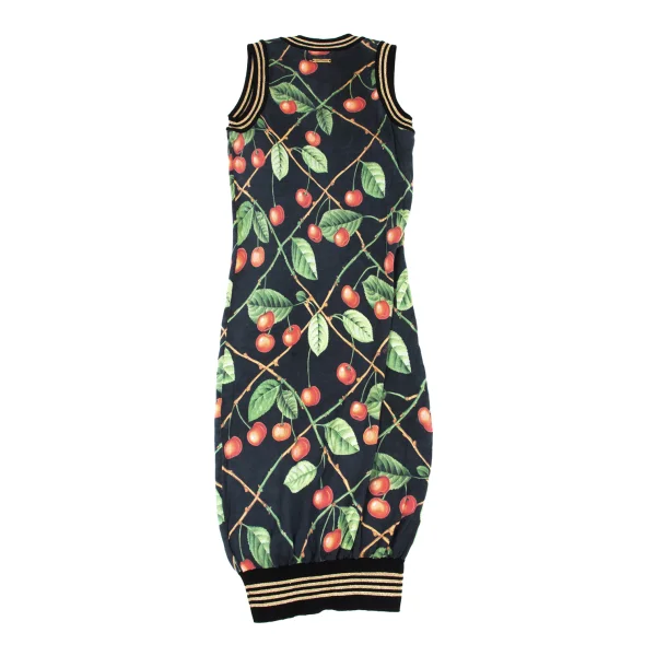 John Galliano Cherry Printed V-neck Knit Dress K-171887_009