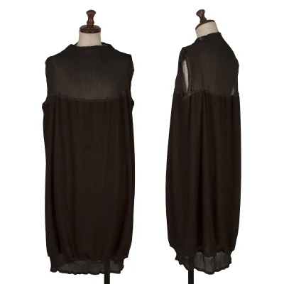 ISSEY MIYAKE me Low-gauge Knit Switching Crepe Pleats Sleeveless Dress
