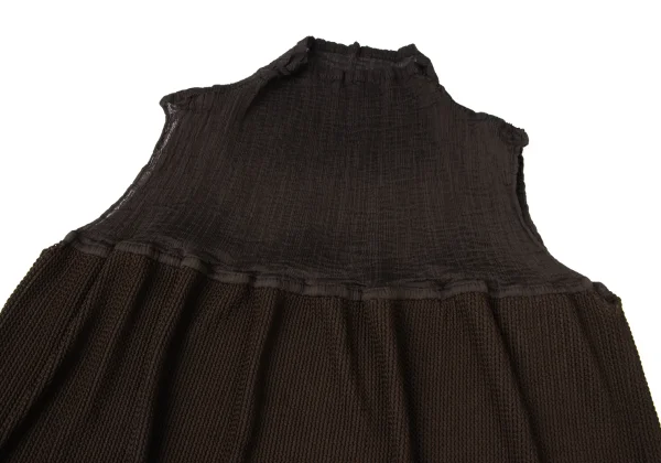 ISSEY MIYAKE me Low-gauge Knit Switching Crepe Pleats Sleeveless Dress K-171903_003