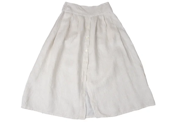 agnes b. Linen Front Button Tuck Design Striped Skirt K-171918_002