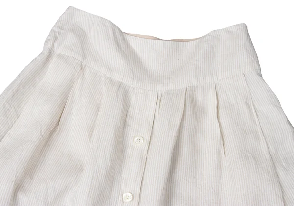 agnes b. Linen Front Button Tuck Design Striped Skirt K-171918_003