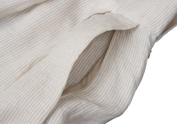 agnes b. Linen Front Button Tuck Design Striped Skirt K-171918_004